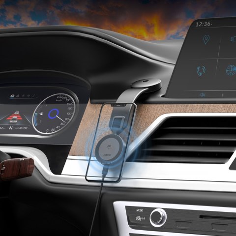 Ładowarka samochodowa 15W indukcyjna z uchwytem na telefon na kokpit MagSafe - czarna DUDAO