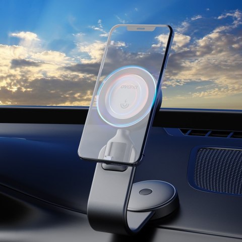 Ładowarka samochodowa 15W indukcyjna z uchwytem na telefon na kokpit MagSafe - czarna DUDAO