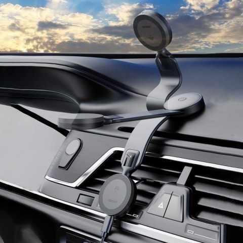 Ładowarka samochodowa 15W indukcyjna z uchwytem na telefon na kokpit MagSafe - czarna DUDAO