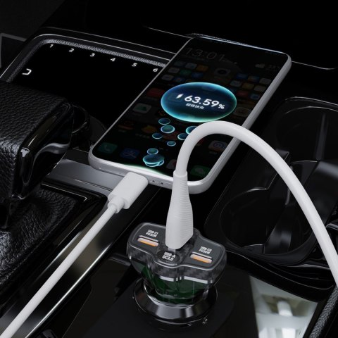 Ładowarka samochodowa R78 78W USB-C PD / 2xUSB-A QC - czarna DUDAO