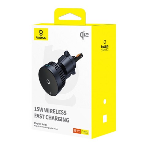 Uchwyt samochodowy MagPro na kratkę nawiewu z ładowarką indukcyjną Qi2.0 15W - czarny BASEUS