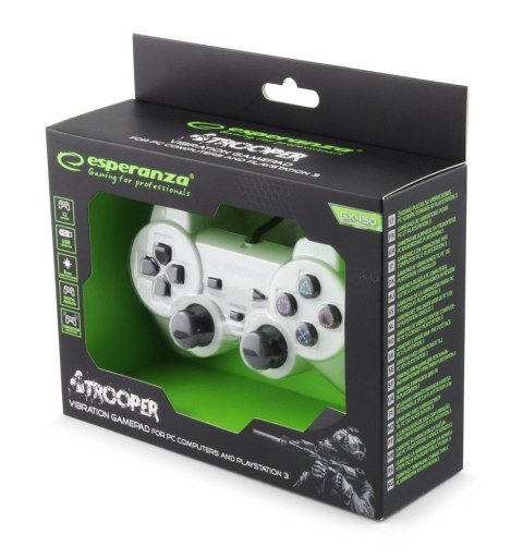 GAMEPAD PS3/PC USB TROOPER BIAŁO/CZARNY Esperanza