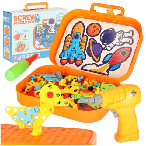 Klocki konstrukcyjne układanka w walizce kreatywna mozaika + wkrętarka kosmos Kik Sp. z o. o. Sp. k.