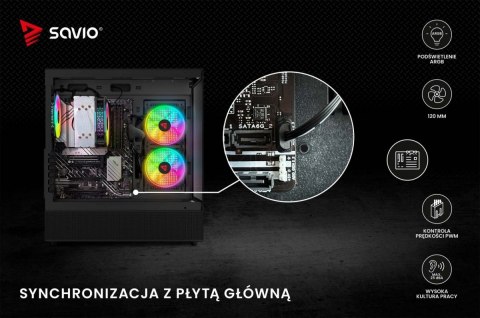 Wentylator BLAST 120mm ARGB 3-pin 5V, 4-pin 12V Savio