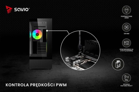 Wentylator BLAST 120mm ARGB 3-pin 5V, 4-pin 12V Savio