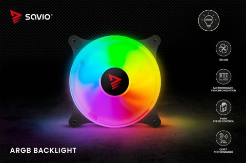 Wentylator BLAST 120mm ARGB 3-pin 5V, 4-pin 12V Savio