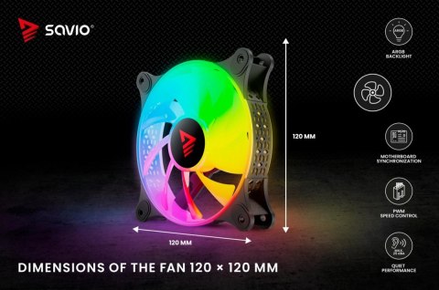 Wentylator BLAST 120mm ARGB 3-pin 5V, 4-pin 12V Savio