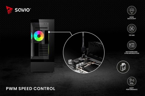 Wentylator BLAST 120mm ARGB 3-pin 5V, 4-pin 12V Savio