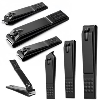 Zestaw Obcinaczek Do Paznokci 3 Sztuki Duża Mała Skośna Czarne LEAN