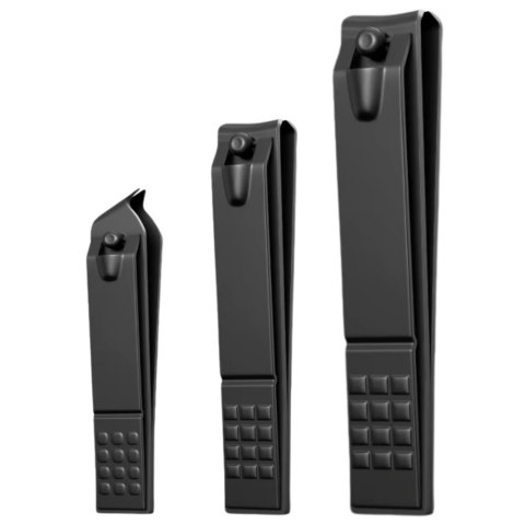 Zestaw Obcinaczek Do Paznokci 3 Sztuki Duża Mała Skośna Czarne LEAN