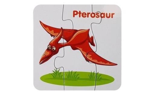 Puzzle Edukacyjne Dinozaury Angielski 10 Połączeń LEAN TOYS