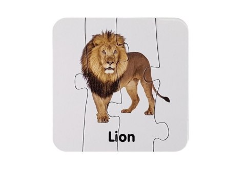 Puzzle Edukacyjne Układanka Dzikie Zwierzęta 10 Połączeń Angielski LEAN Toys