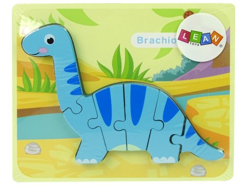 Drewniane Puzzle Dinozaur Brachiosaur Niebieski LEAN Toys