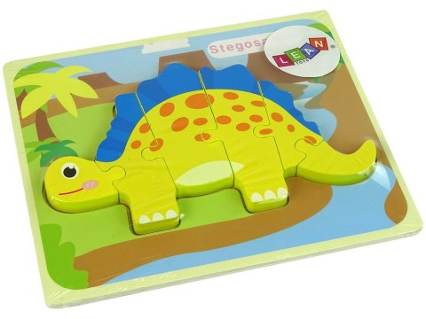 Drewniane Puzzle Dinozaur Stegosaurus Żółty Oviraptor Żółty LEAN Toys