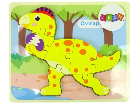 Drewniane Puzzle Dinozaur Stegosaurus Żółty Oviraptor Żółty LEAN Toys