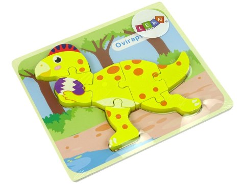 Drewniane Puzzle Dinozaur Stegosaurus Żółty Oviraptor Żółty LEAN Toys