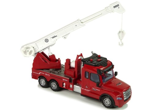 Zdalnie Sterowana Straż Pożarna Pilot 2,4G Światła Dźwięki Dźwig Czerwony LEAN Toys