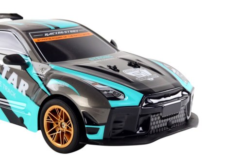 Duże Auto Sportowe Zdalnie Sterowane 1:10 Turkusowo- Czarne LEAN Toys