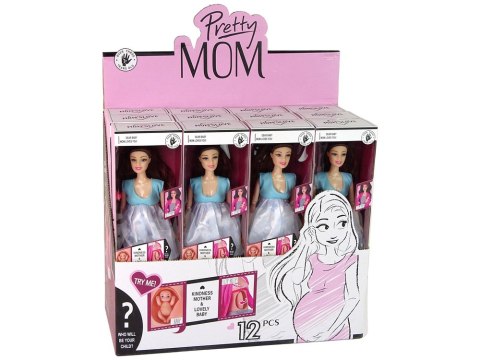 Lalka W Ciąży Mama Niemowlę Otwierany Brzuch Niebieska Sukienka 30 cm LEAN Toys