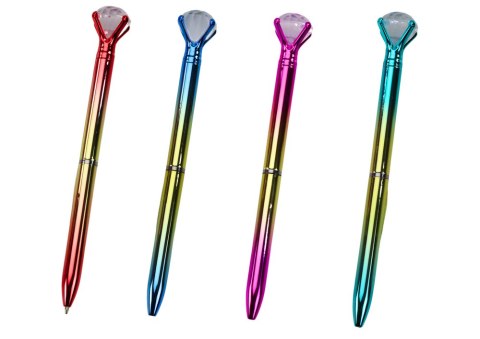 Długopis Z Diamentem W Połysku Złoto Kolorowy Niebieski Wkład 0.7mm Mix LEAN TOYS