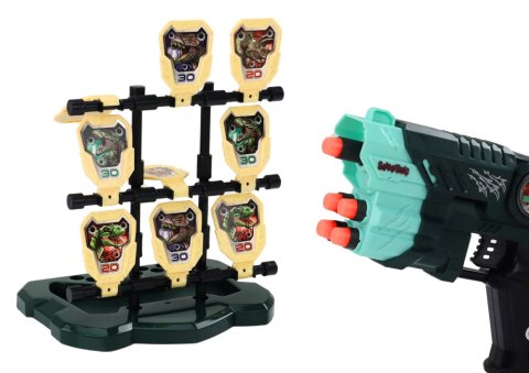 Zestaw Pistolet Z Tarczą Strzałki Piankowe Dinozaury Zielony LEAN Toys