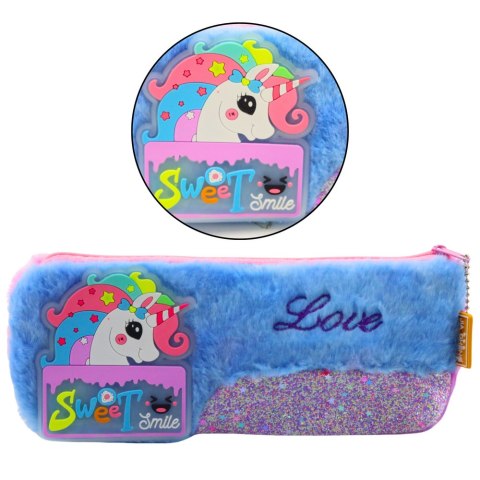Pluszowy Piórnik Z Jednorożcem Błyszczące Elementy Jednorożec Niebieski LEAN