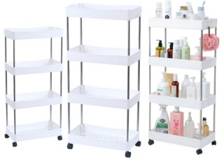 Regał Mobilny 3 Półki Biały na Kółkach LEAN