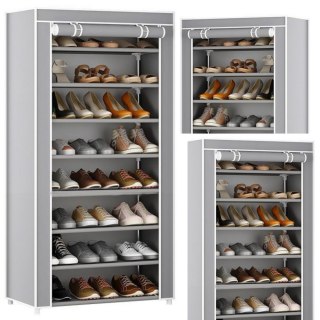 Stojak 8-Poziomowy Na Buty Organizer Szafa Osłona Pyłoszczelna Szara LEAN