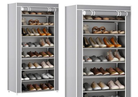 Stojak 8-Poziomowy Na Buty Organizer Szafa Osłona Pyłoszczelna Szara LEAN