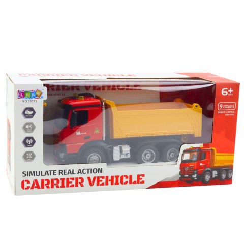 Wywrotka Zdalnie Sterowana RC 2.4G Dźwięki Żółto-Czerwona LEAN Toys