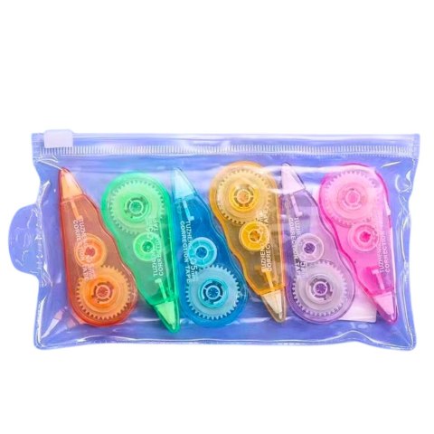 Zestaw Korektorów W Taśmie Kolorowe Opakowanie Z Suwakiem 6szt LEAN