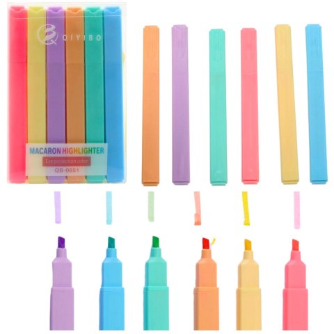 Zestaw Zakreślaczy Pisaki Flamastry Kolorowe Biurowe Szkolne 6 szt LEAN