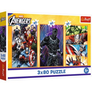 Puzzle - 3x80 - Dni pełne akcji - Disney Marvel The Avengers - Trefl 34883 Trefl Puzzle