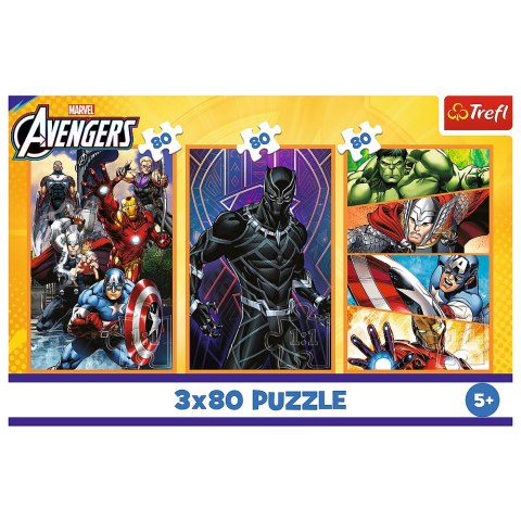Puzzle - 3x80 - Dni pełne akcji - Disney Marvel The Avengers - Trefl 34883 Trefl Puzzle