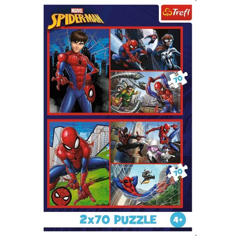 Puzzle - 2x70 - Pajęcze historie - Disney Marvel Spiderman - Trefl 34443 Trefl Puzzle