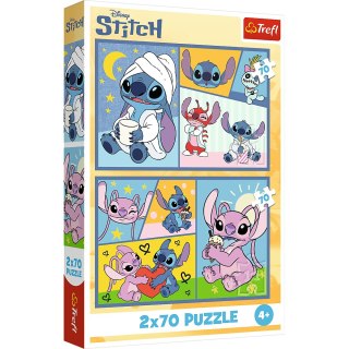 Puzzle - 2x70 - Ze Stitchem nie ma nudy - Disney Lilo and Stitch - Trefl 34444 Trefl Puzzle