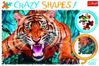 Puzzle - Crazy Shapes - 600 - Oko w oko z tygrysem - Trefl 11110 Trefl Puzzle