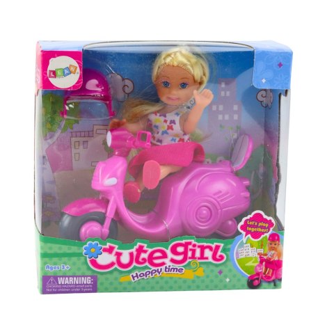 Zestaw Mini Laleczka Lalka Skuter Kask Różowy LEAN TOYS