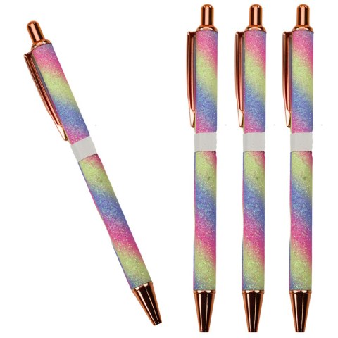 Długopis Metalowy Automatyczny Brokatowy Niebieski Tusz 1.0mm LEAN