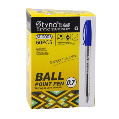 Długopis Z Zatyczką Niebieski Tusz Wkład Końcówka 0.7mm LEAN