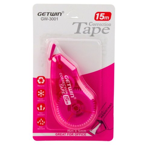 Korektor W Taśmie Myszka Szkolny Biurowy 15m x 5mm Różowy LEAN