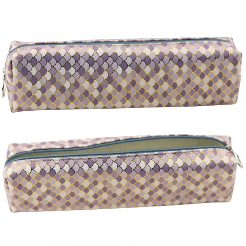 Piórnik Szkolny Łuski Szary Błyszczące Złote Elementy LEAN