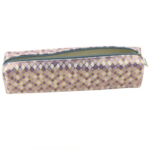 Piórnik Szkolny Łuski Szary Błyszczące Złote Elementy LEAN