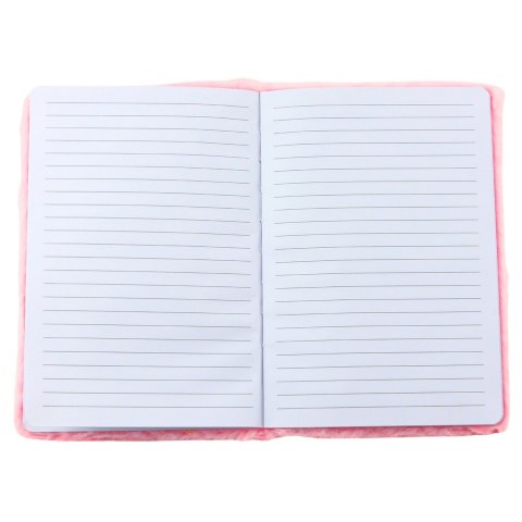 Pluszowy Notatnik w Linie Z Króliczkiem Napis Love Różowy LEAN