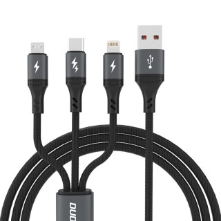 3w1 Kabel przewód 60W USB-A - MicroUSB USB-C iPhone Lightning 1.2m - czarna DUDAO