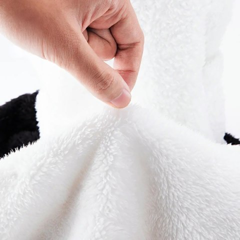 Ciepła kominiarka zimowa z futerka Panda dla dzieci i dorosłych rozmiar L - czarna/biała Qunature