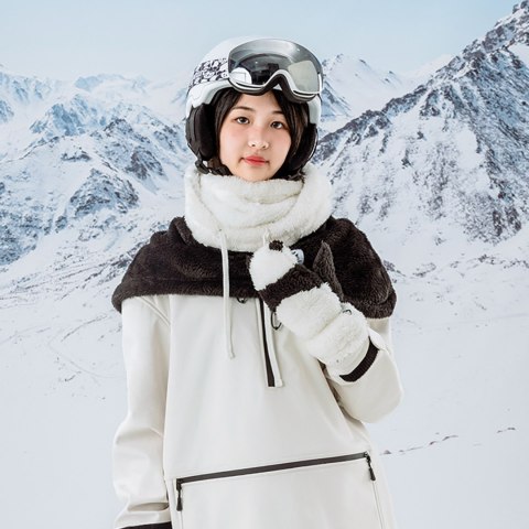 Ciepła kominiarka zimowa z futerka Panda dla dzieci i dorosłych rozmiar L - czarna/biała Qunature