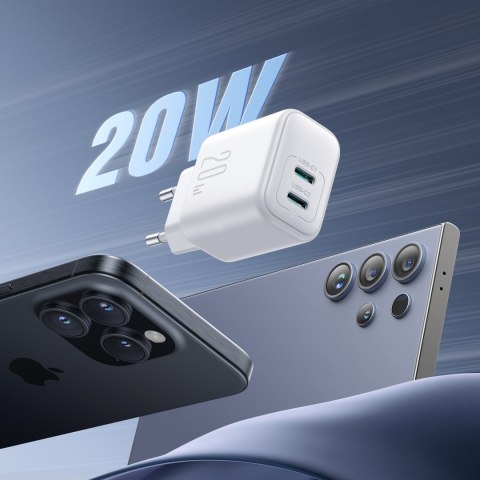 Ładowarka sieciowa 2x USB-C 20W PD QC 3.0 - biała JOYROOM