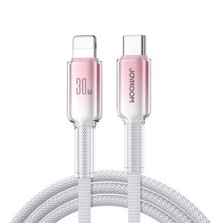 Kabel przewód Crystal-Clear Series 30W USB-C - iPhone Lightning 1.2m - biały JOYROOM
