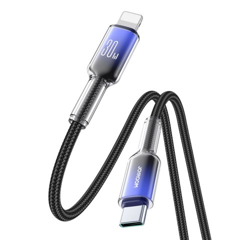 Kabel przewód Crystal-Clear Series 30W USB-C - iPhone Lightning 1.2m - czarny JOYROOM